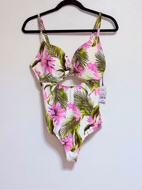 Shade & Shore Floral One-Piece Swimsuit with Pink Tropical Print
